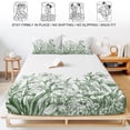 thumbnail image 5 of King Size Fitted Sheet Set - Wildflower Leaf 3 Piece Bedding Sets 16" Deep Pocket Fitted Sheet with 2 Pillowcases, Green Floral Botanical White Watercolor Brushed Microfiber Hotel Luxury Bed Sheets, 5 of 9