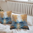 thumbnail image 7 of Waterproof Throw Pillow Covers Set of 2, 24x24 Inch Oil Painting Blue Yellow Decorative Pillowcases Outdoor Pillow Slip Cushion Covers Set for Couch Tent Modern Tree Art Hand-painted, 7 of 7