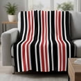 thumbnail image 2 of Red Black Stripe Blanket Soft Cozy Warm Twin Blanket for Bed, Plush Fuzzy Flannel Fleece Blankets for Sofa, Farmhouse Minimalist Striped Throw Blankets for Couch, Lightweight Gifts for Men, 60"x80", 2 of 9