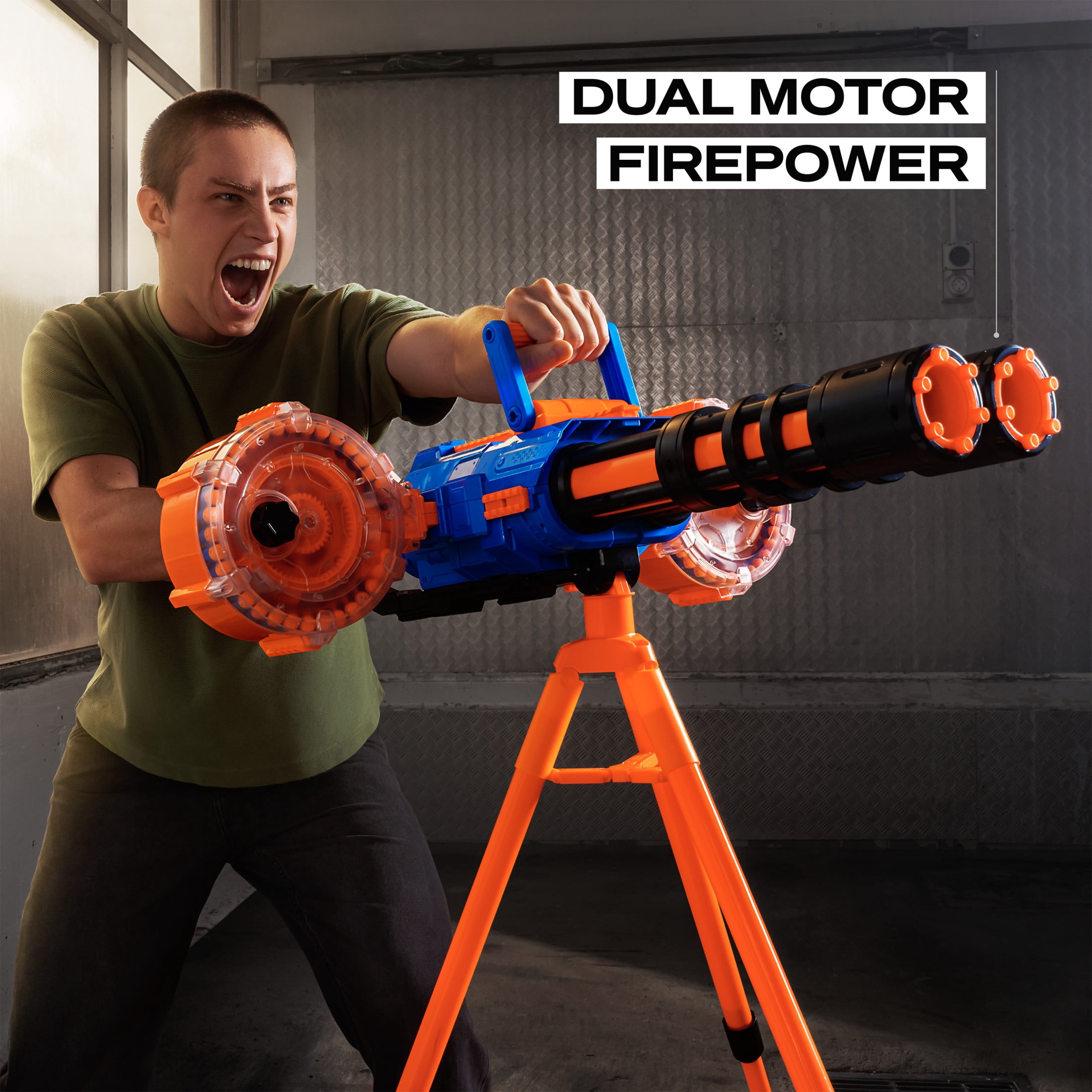 XSHOT Insanity Dart Storm by ZURU Motorized Outdoor Blaster with 200 Air Pocket Darts, Dual Motors and Spinning Barrels, Tripod for Ages 8+