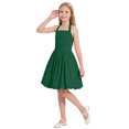 thumbnail image 5 of IBTOM CASTLE Kids Girls Halter Bubble Ruffle Dress Summer Sleeveless A-line Solid Color Midi Dress Elegant Formal Prom Gown Green, 5 of 7