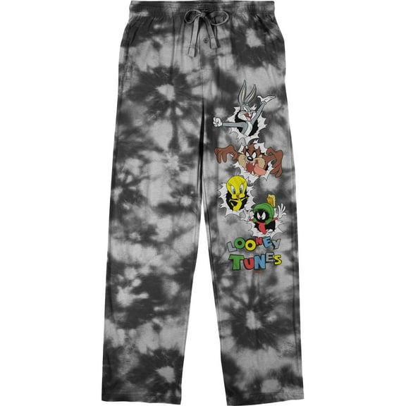Looney Tunes Looney Gang Men's Black Tie-Dye Sleep Pajama Pants-XXL