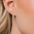 thumbnail image 3 of Gem Stone King 10K Yellow Gold Green Sapphire Stud Dangle Earrings for Women | 1.10 Cttw | Gemstone September Birthstone | Oval 6X4MM, 3 of 6