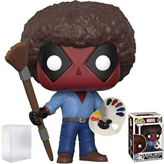 Funko Pop Marvel X Men Deadpool Playtime Bob Ross Deadpool Vinyl Figure Bundled with Pop Box Protector Case