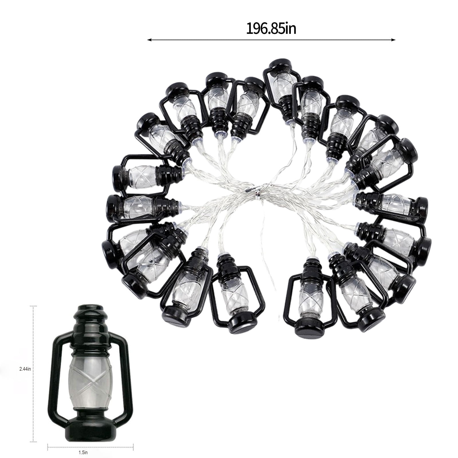 Kmdttou Outdoor Solar Lights Black Lantern String Light Retro Horse Lantern Nostalgic Small Lantern Christmas Outdoor Bar Decorative Light String Halloween 10LED Kerosene Lamp