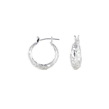 Artisan Crafted Sterling Filigree - Sterling Silver Round Filigree Hoop Earrings