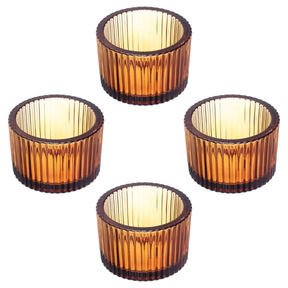 Uxcell 4 Pcs Tea Lights Candle Holder Glass Candle Holders for Table Centerpiece Decor Wedding Dinner Party Brown