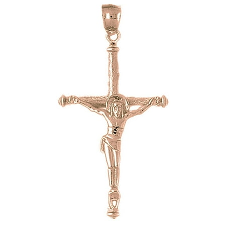 14K Rose Gold Crucifix Pendant - 55 mm
