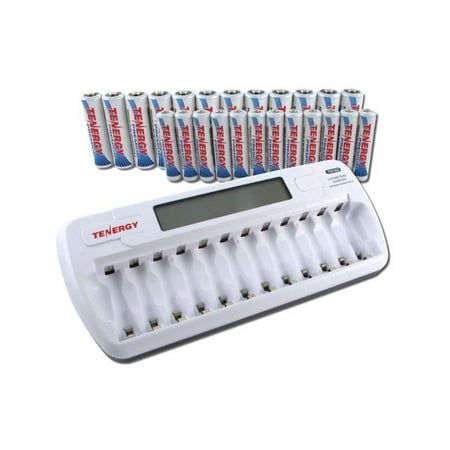 - Tenergy TN160 12-Bay AA/AAA NiMH/NiCD LCD Smart Charger + 12 pcs AA & 12 pcs AAA Tenergy Premium NiMH Rechargeable Batteries