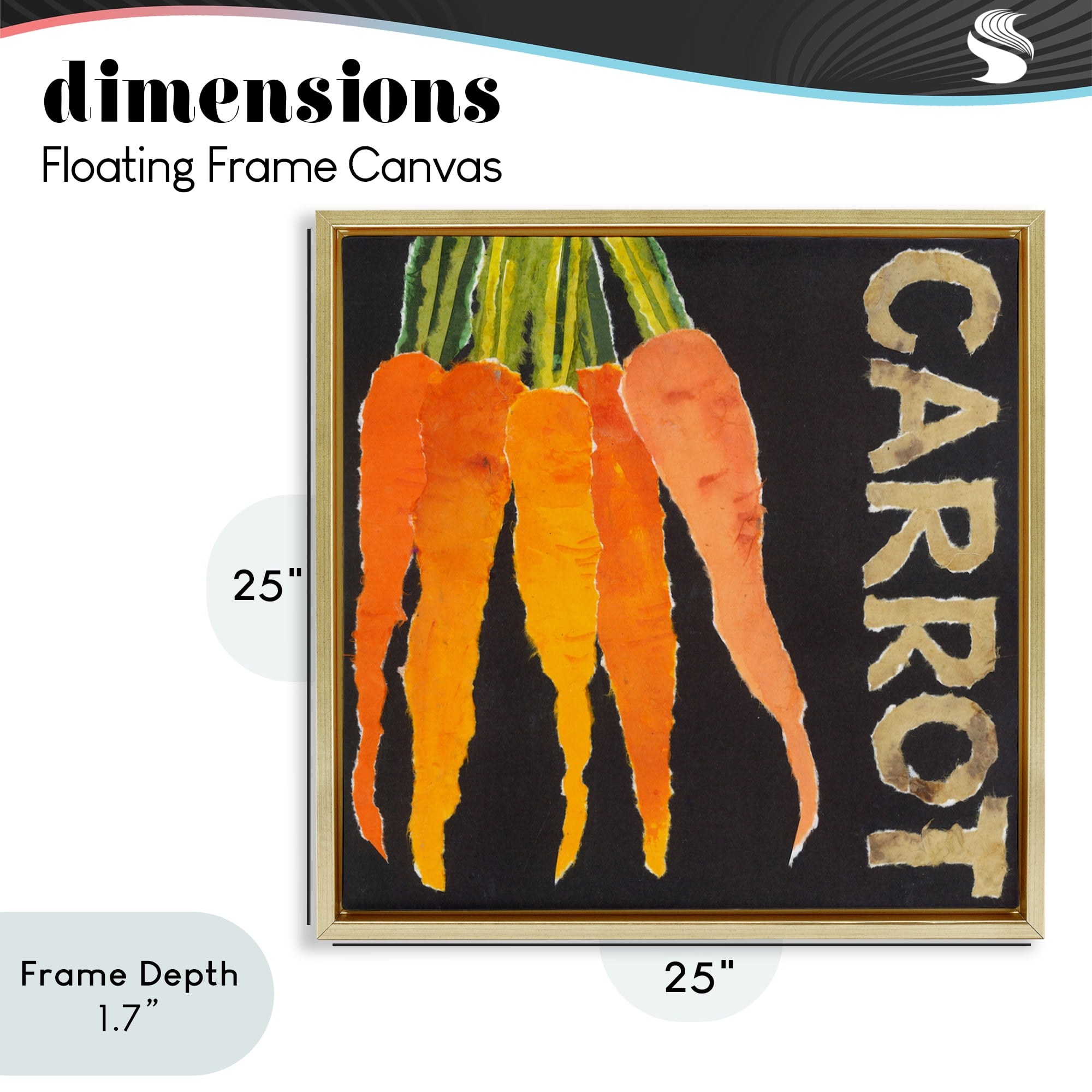 Stupell Industries Carrot Root Vegetable Gold Framed Floater Canvas Wall Art, design by Nancy Overton
