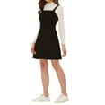 thumbnail image 4 of INSPIRE CHIC Women's Faux Suede Button Decor A-Line Mini Overall Dress L Black, 4 of 6