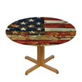 thumbnail image 3 of Orinice American Flag Woodcut Round Table Cover Stain Resistant Washable Indoor Outdoor Tablecloth Kitchen Dining Wedding Parties Picnic Farmhouse 100% Polyester Fiber 31-35, 3 of 8
