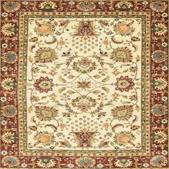 Ahgly Company Indoor Square Abstract Red Abstract Area Rugs, 8' Square