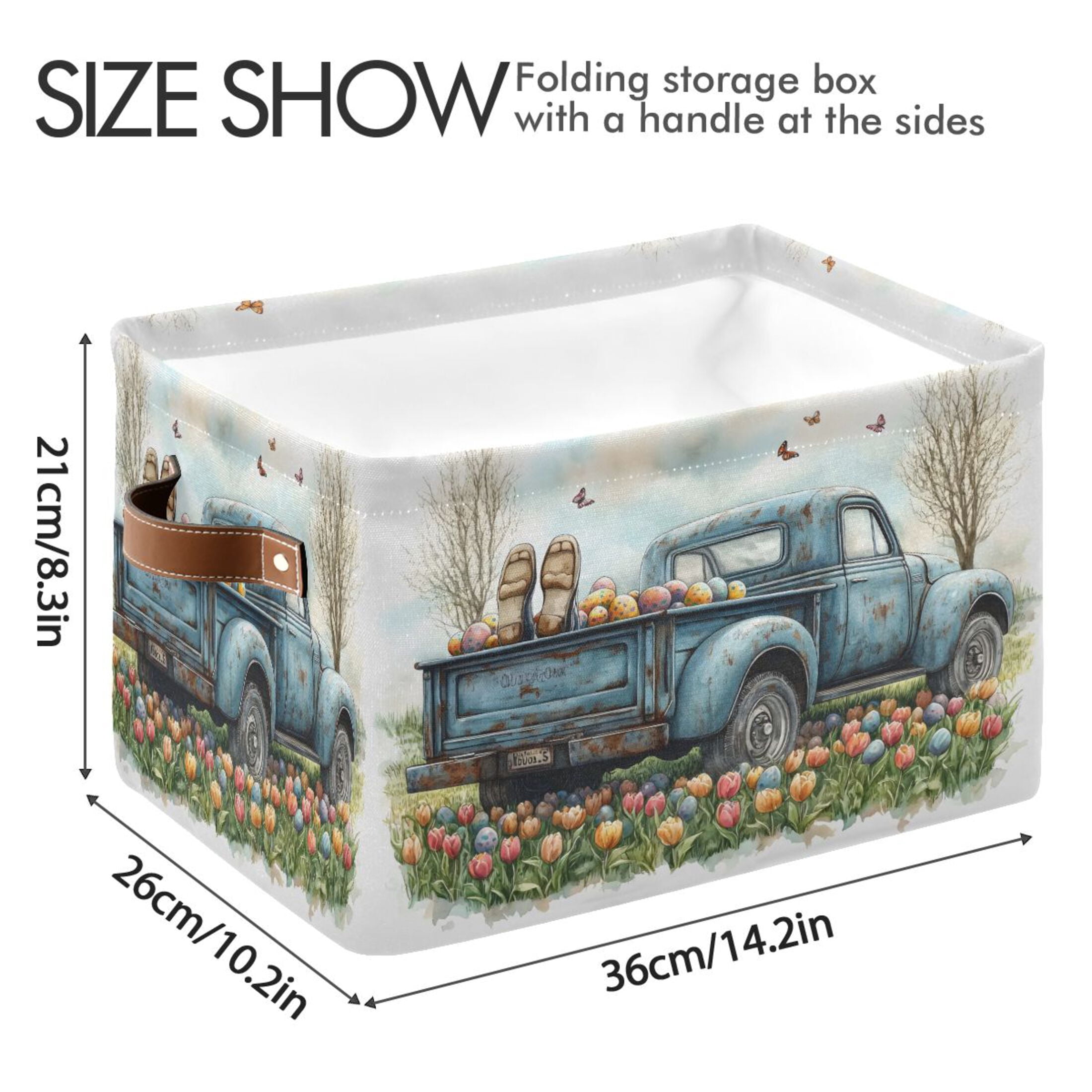 Ryvnso Truck Easter Storage Basket Large Bin Foldable Boxes Toys Organizer 14.2x10.2x8.3in 2 PCs