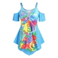thumbnail image 1 of Camiseta Hombro Descubierto Estampado Rosa Arco Iris Tamaño Plus Rosegal Camisetas tallas grandes, 1 of 5
