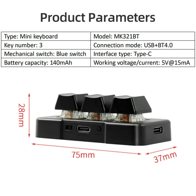 Clavier,Switch Usb Bt Double Mode Bureau avec Switch 3 Touches avec Mk321bt