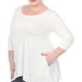 thumbnail image 5 of White Mark Women's Plus Size Quarter Sleeve Solid Sharkbite Tunic Top, 5 of 5