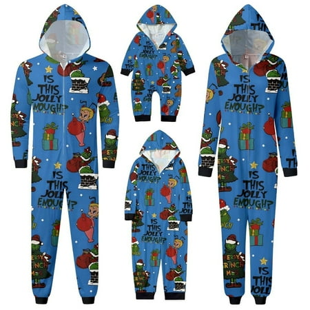 

TKing Fashion Christmas Grinch Printed Family Matching Pajamas Union Suit Christmas Deer Elk Loungewear Outfits Onesies Xmas Nightwear Pajamas Cute Christmas Pjs Sets for Family Sleepwear