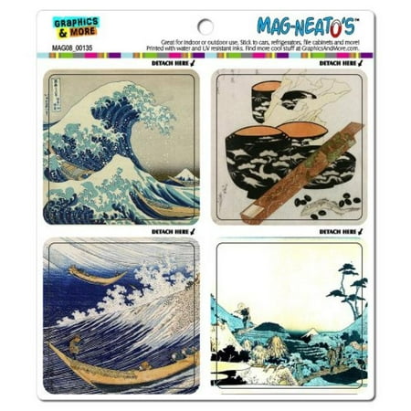 Refrigerator Magnet Set - Graphics and More Famous Hokusai Paintings Japanese Mag-Neato's Automotive Car Refrigerator Locker Vinyl Magnet Set