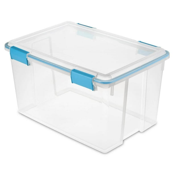 Sterilite 54 Quart Gasket Box Set in Clear with Blue Latches (16 Pack