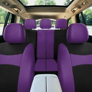 FH Group Universal Fit Cloth Car Seat Covers w/ Steering Cover & Belt Pads Full Set Purple