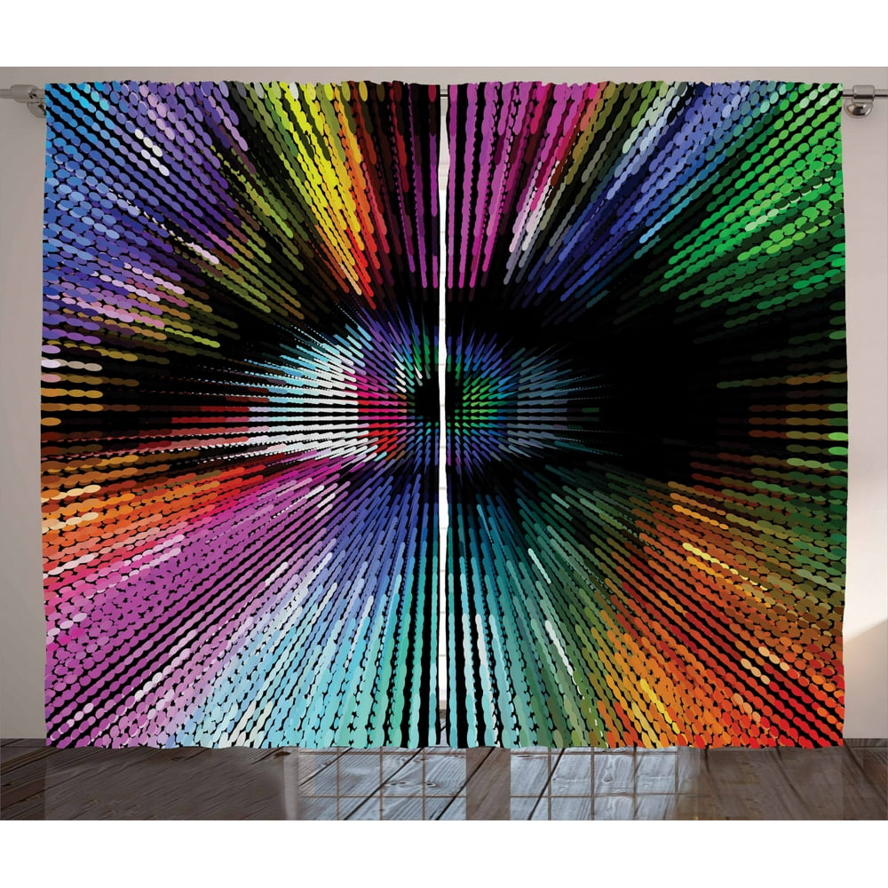 Eye Curtains 2 Panels Set, Abstract and Vibrant Colored ...