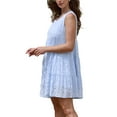 thumbnail image 4 of INSPIRE CHIC Gingham Dress for Women Sundress Sleeveless Plaid Flowy Swing Tiered Short Dresses S Light Blue, 4 of 6