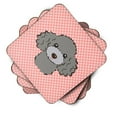 thumbnail image 2 of Carolines Treasures BB1259FC Checkerboard Pink Silver Gray Poodle Foam Coaster Set of 4 3 1/2 x 3 1/2 multicolor, 2 of 3