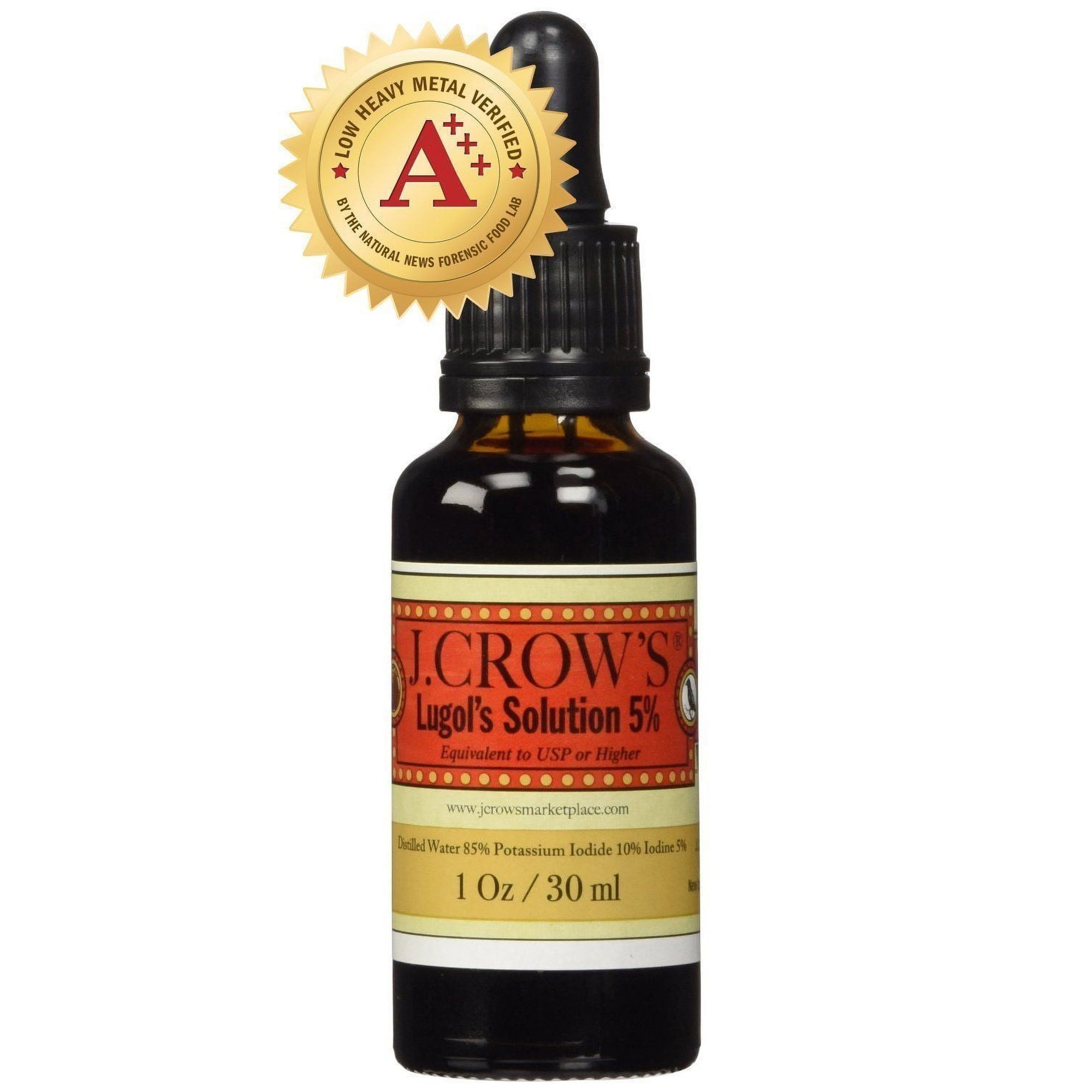 J.CROW'S® Lugol's Solution of Iodine 5% 1 oz Bottle