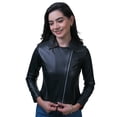 thumbnail image 1 of castelli Chamarra Mujer Estilo Biker Slim Fit Piel Borrego Negra Casual, 1 of 4
