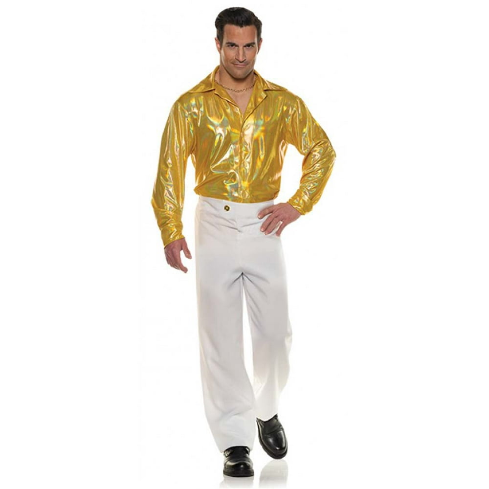 Disco Gold Mens Adult Dancer Shiny 70s Halloween Costume Shirt-XXL ...