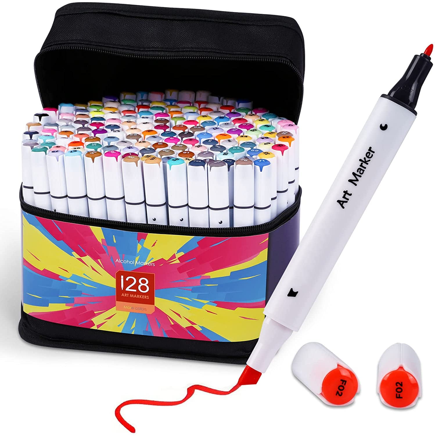 Sketching Highlighting 100 Colours Alcohol Markers Marker Pens with Carrying Case for Artists and Adult Colouring Manga Design Shuttle Art Dual Tip Art Markers Plus 1 Blender Art Pens for Drawing