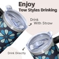 thumbnail image 4 of 20oz Geometric Texture Tumbler with Handle & Straw, Double-Wall Vacuum Insulated Stainless Steel Coffee Travel Mug, Leak-Proof Lid, 4 of 5