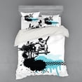 thumbnail image 2 of Ambesonne Grunge Bedding Set 3 Pcs, Young Boy Skater Exotic, Twin, Black Pale Blue, 2 of 3
