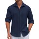 thumbnail image 1 of Men's Solid Color Striped Long Sleeve Shirt Men's Casual Fashion Shirt4XL, 1 of 4