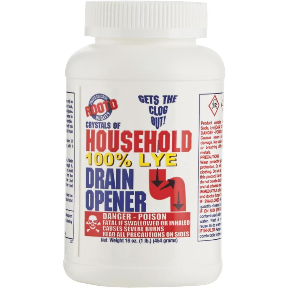 Rooto Household Lye Based Crystals Drain Opener 1 lb. Case Of 12