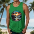 thumbnail image 2 of SGFCWSX Men's Tank Tops Printed Sleeveless Shirts Lightweight Breathable Beachwear for Vacation Casual Wear Green Size M, 2 of 6