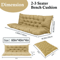 thumbnail image 5 of SDJPOI Porch Swing Replacement Cushion, 4" Thick Waterproof 2-3 Seater Bench Cushion with Backrest, Outdoor Swing Cushions for Outdoor Furniture（Beige,60*40in）, 5 of 6
