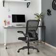 thumbnail image 4 of Costway Chaise de Bureau en Maille Hauteur Réglable & Support Lombaire Accoudoir Rabattable Noir, 4 of 9