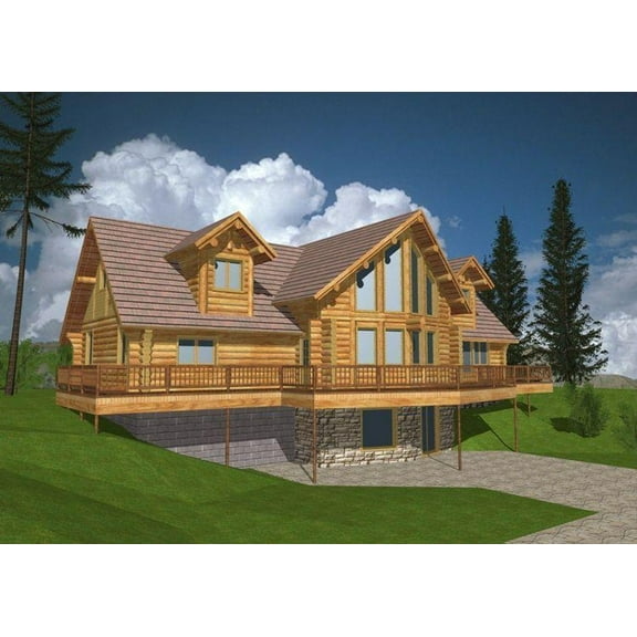 001-1033: Cabin Mountain 3 Bed, 2 Bath Luxury Home Plan, 2616 Sq Ft: Full Blueprints with License to Build by Home Plan Marketplace - Lesuto