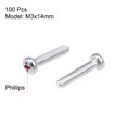 thumbnail image 2 of Unique Bargains M3x14mm Vis de Machine Poêle Phillips Vis Croix Acier Inoxydable 304 Boulons 100 Pcs, 2 of 3