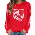 thumbnail image 3 of Womens Halloween Oversized Sweatshirt Plus Size Casual Crew Neck Pullover Tops Skeleton Graphic Loose Fit Long Sleeve Shirts, 3 of 6