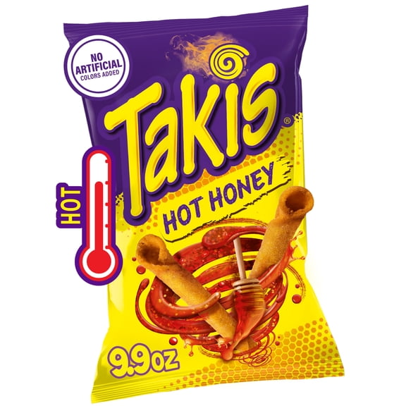 Takis Hot Honey 9.9 oz Sharing Size Bag, Spicy Honey Rolled Tortilla Chips