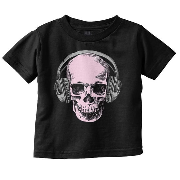 Vintage Skull Headphones Music Toddler Boy Girl T Shirt Infant Toddler Brisco Brands 6M