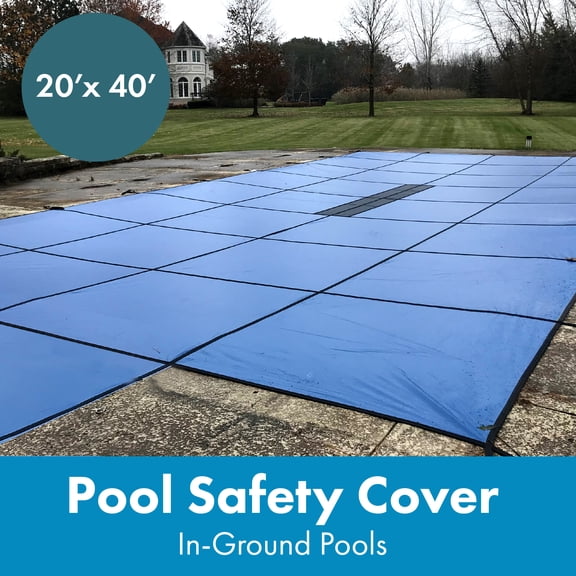 WaterWarden in-Ground Pool Safety Cover Fits 20’ x 40’, Center End Step, Center Drain Panel, UL Classified to ASTM F1346