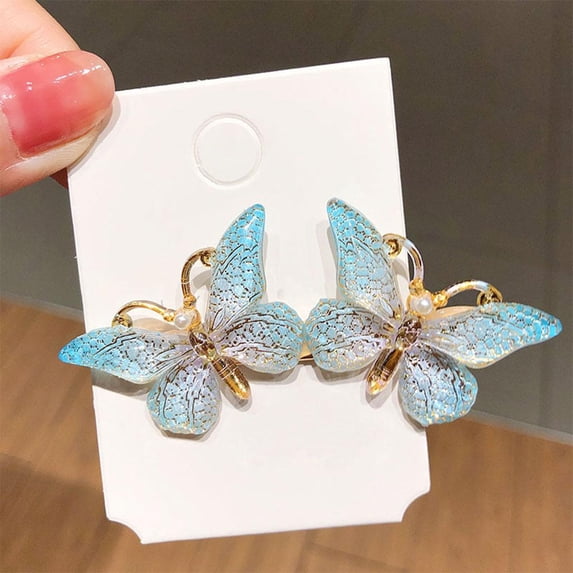 Durable Butterfly Hairpin Hair Accessories Hairdressing Hair Barrettes Hair Clamps Hair Clips for Women Short Hair - Blue