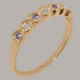 thumbnail image 2 of LBG British Made 14k Rose Gold Real Natural Opal & Amethyst Womens Eternity Ring - 33 size options - Size 8, 2 of 9