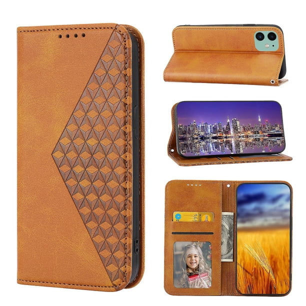 Funda de piel sintética estilo empresarial para iPhone 12 con tarjetero Lenyard