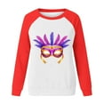 thumbnail image 4 of YueHuiYing Carnival Butterfly Embellished Cartoon Print Women's Long Sleeve Loose Crew Neck Pullover, 4 of 6
