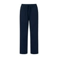thumbnail image 4 of KDFJPTH Women High Waisted Wide Leg Pants Fashion Drawstring Elastic Trousers Comfy Straight Leg Long Pants With Pockets, 4 of 4
